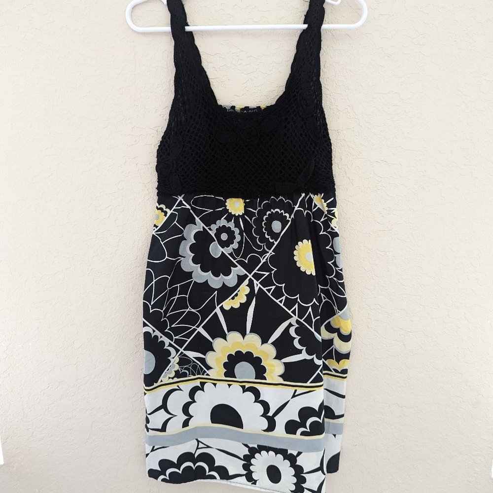 FANG Vintage Crochet Dress 90s Y2K Waist Tie Size XL